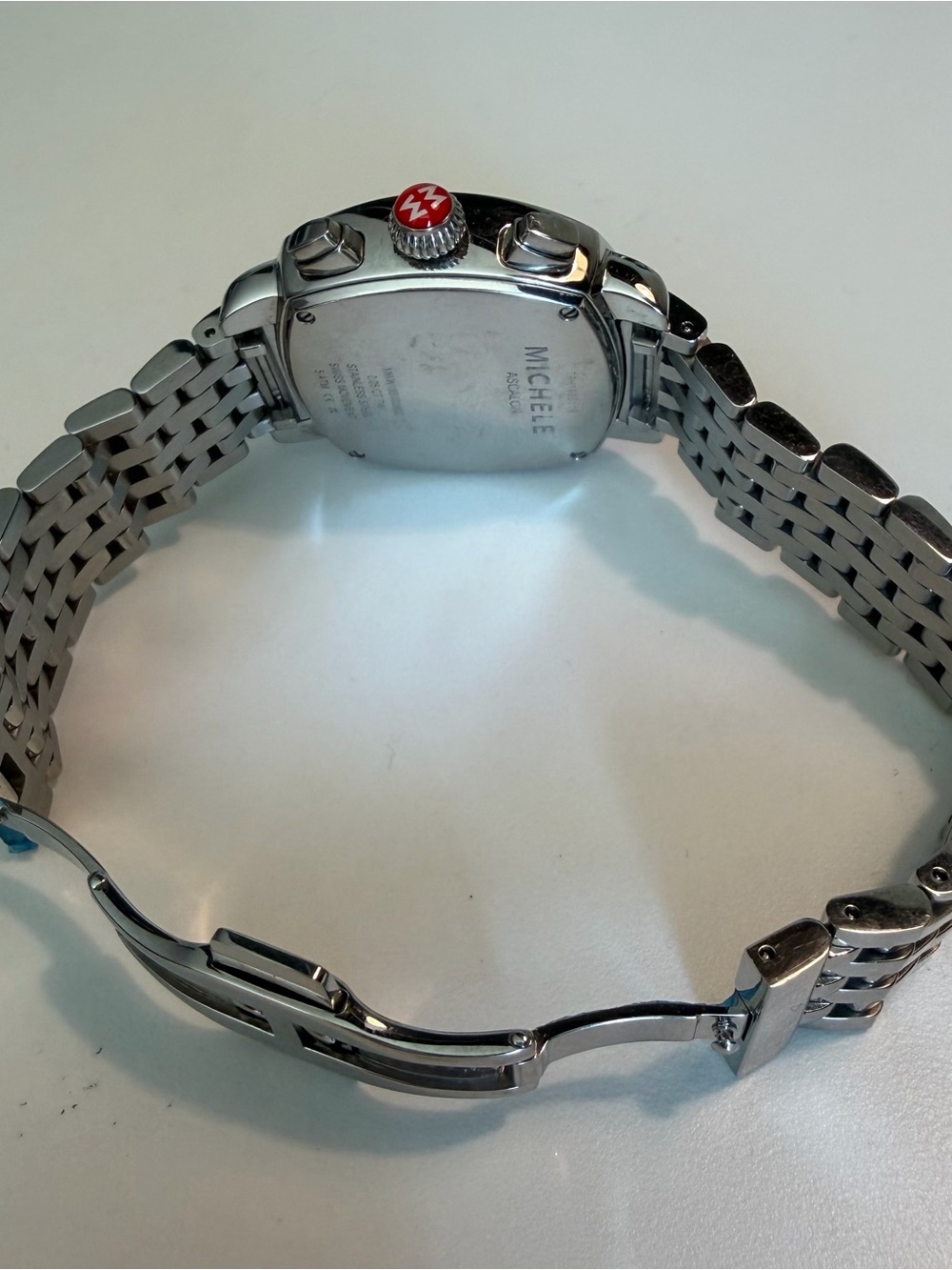 Michele Silver-Tone Stainless Steel Chronograph Watch with White Dial - Picture 10 of 12